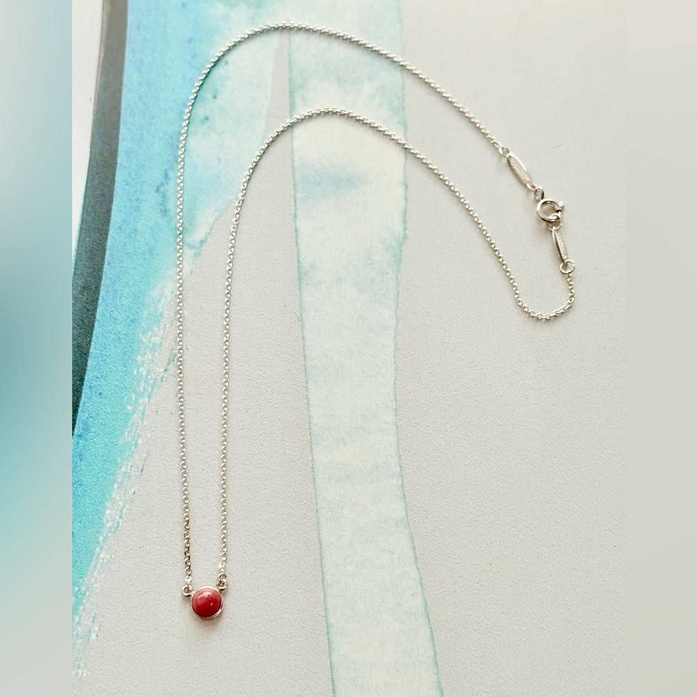 Tiffany & Co. Sterling Necklace with Red Bead Pendant
